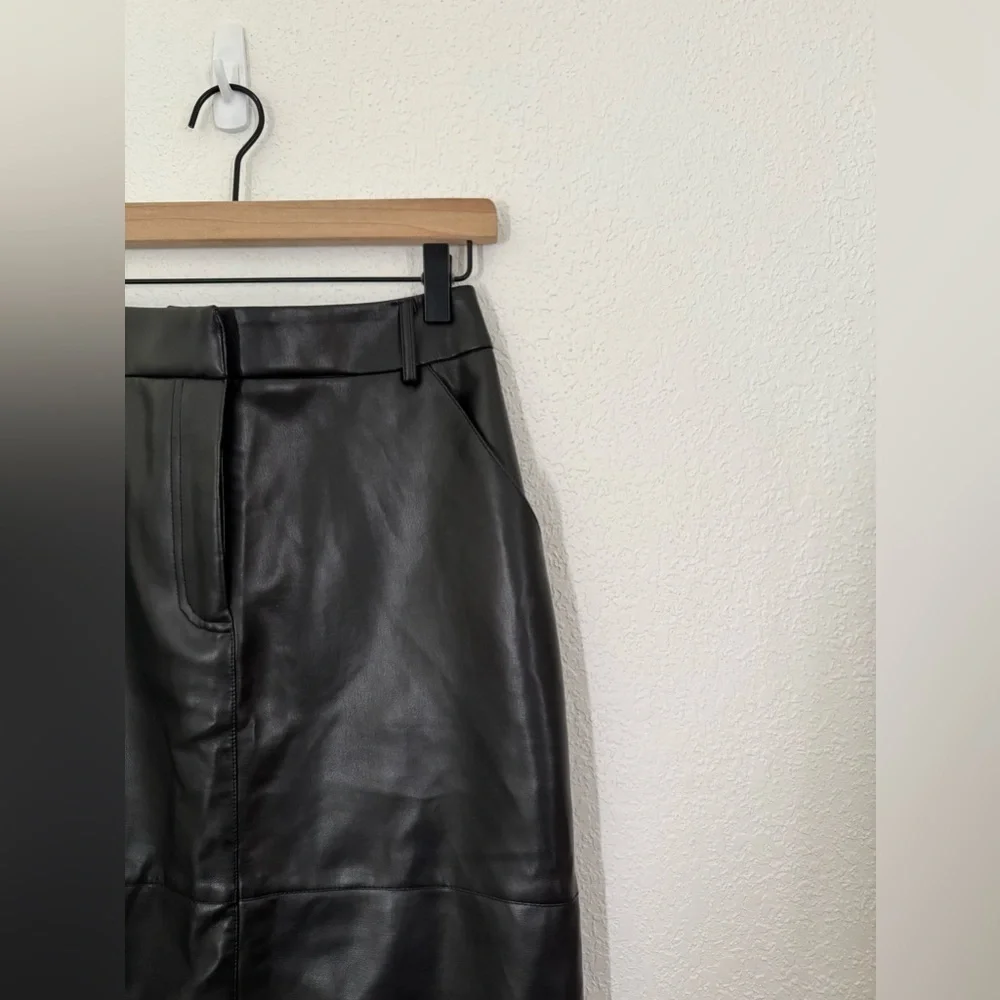 Nasty Gal Faux Leather Bonded Tailored Mid Rise Maxi Skirt in Black Size 2 NEW